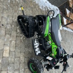 Детский бензиновый снегоход + квадроцикл 2в1 Motax Gekkon 110cc бело зеленый